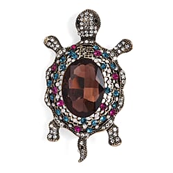 Multi Colour Crystal & Green Glass Turtle Brooch