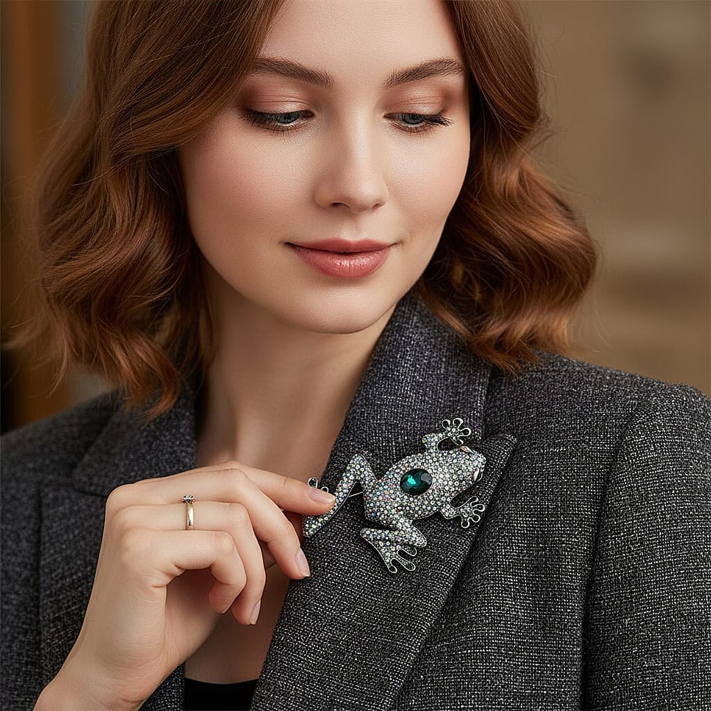 Close Out Deal - Antique and Elegant Crystal Frog Brooch