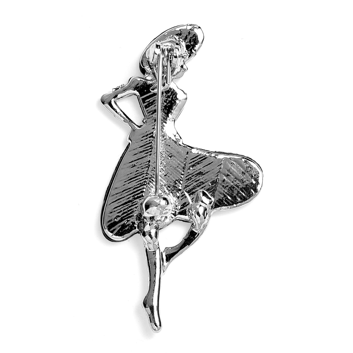 Abalone Shell Lady Brooch in White Silver Tone