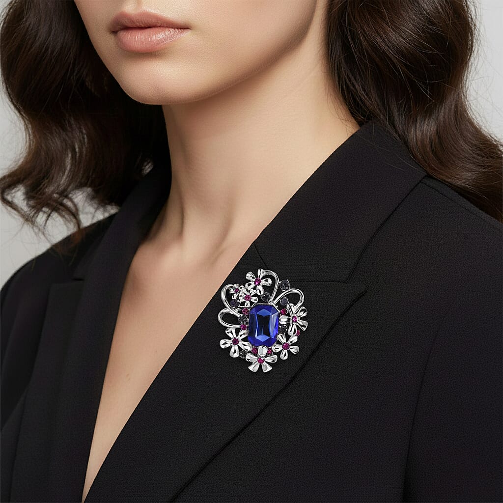 Purple Crystal Brooch  0.030  Ct.