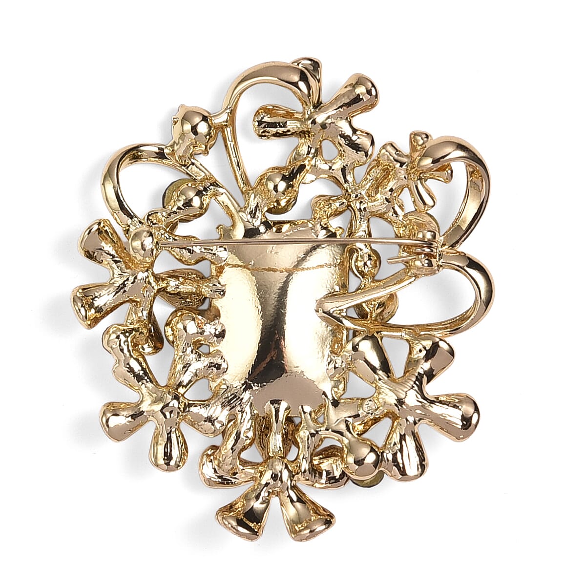 Multi Colour Crystal Brooch in Yellow Gold Plated