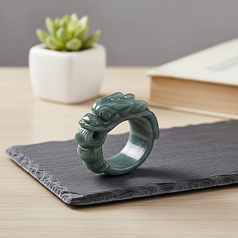 Natural Type A Jadeite Dragon Ring 45.00 Ct.