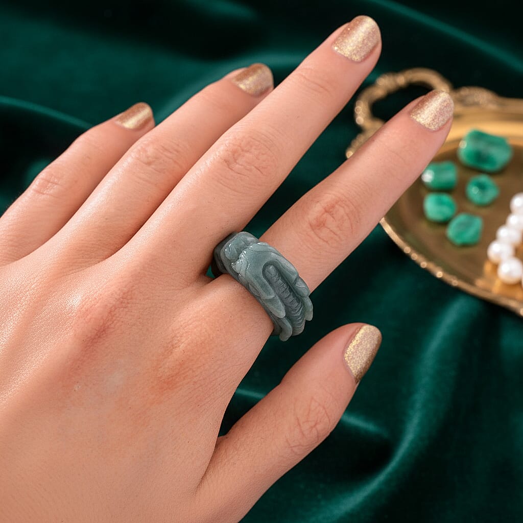 Natural Type A Jadeite Dragon Ring 45.00 Ct.