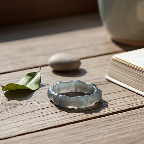 Natural Type A Jadeite Carved Bamboo Band Ring 10.00 Ct.