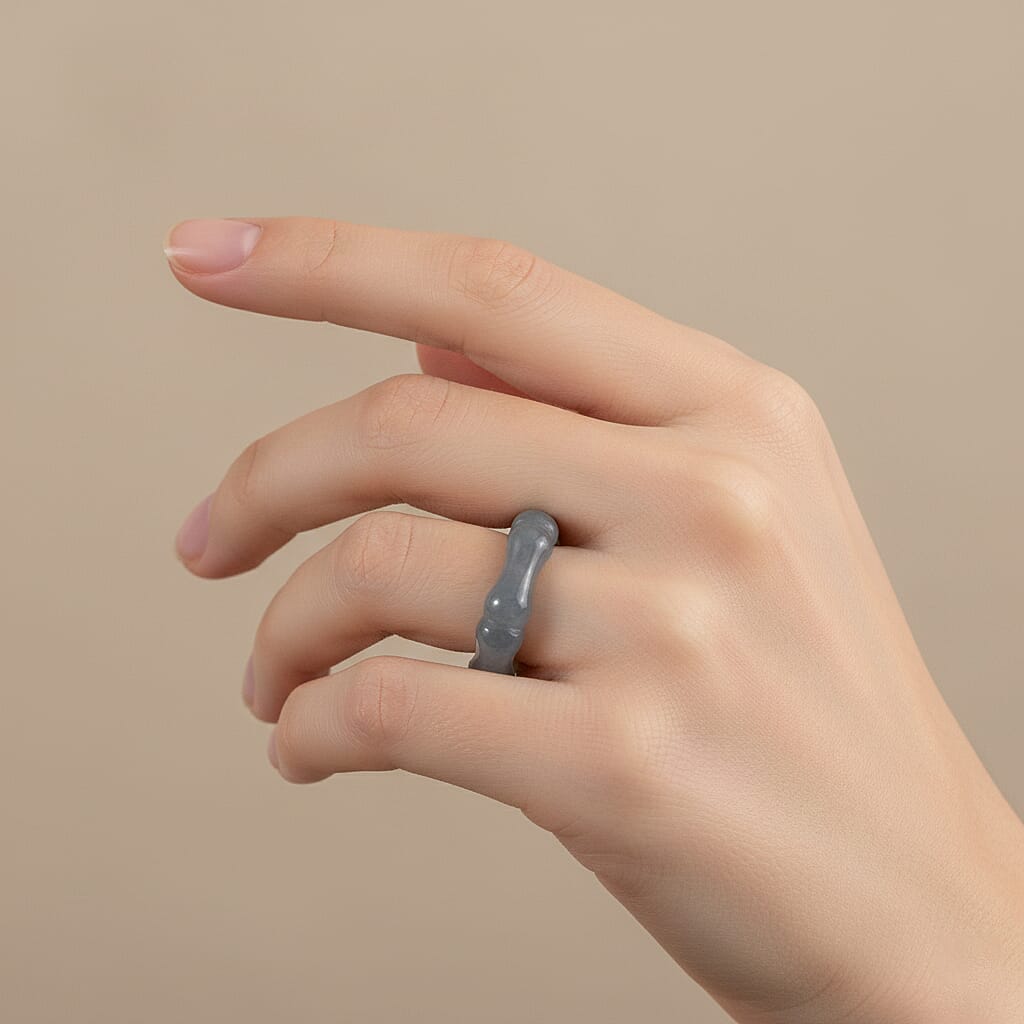 Natural Type A Jadeite Carved Bamboo Band Ring 10.00 Ct.