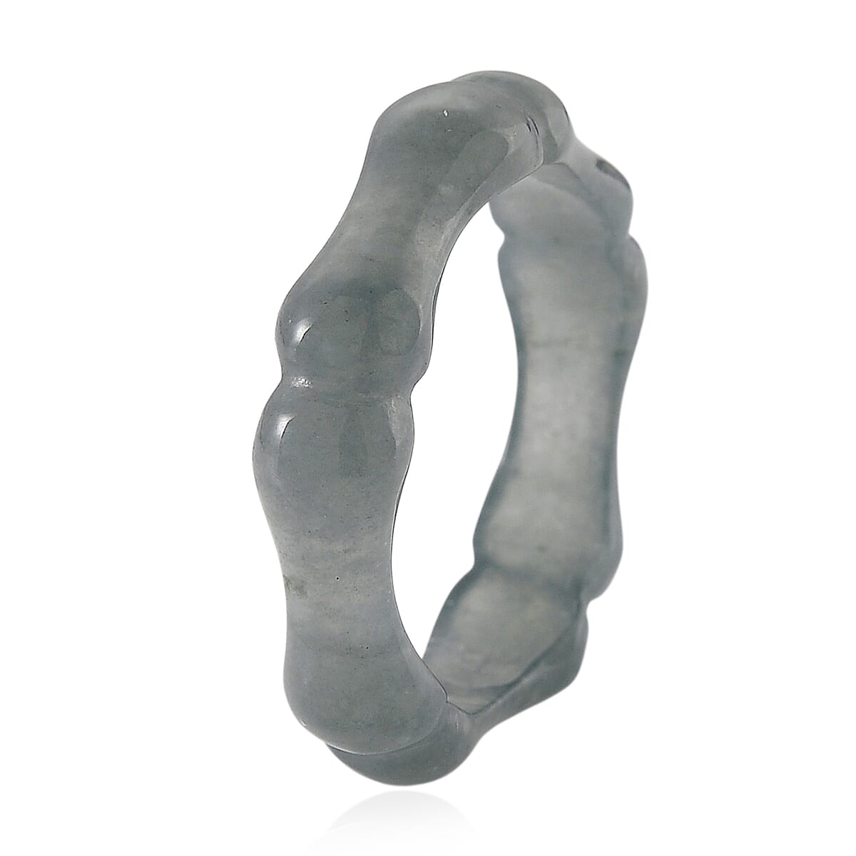 Natural Type A Jadeite Carved Bamboo Band Ring 10.00 Ct.