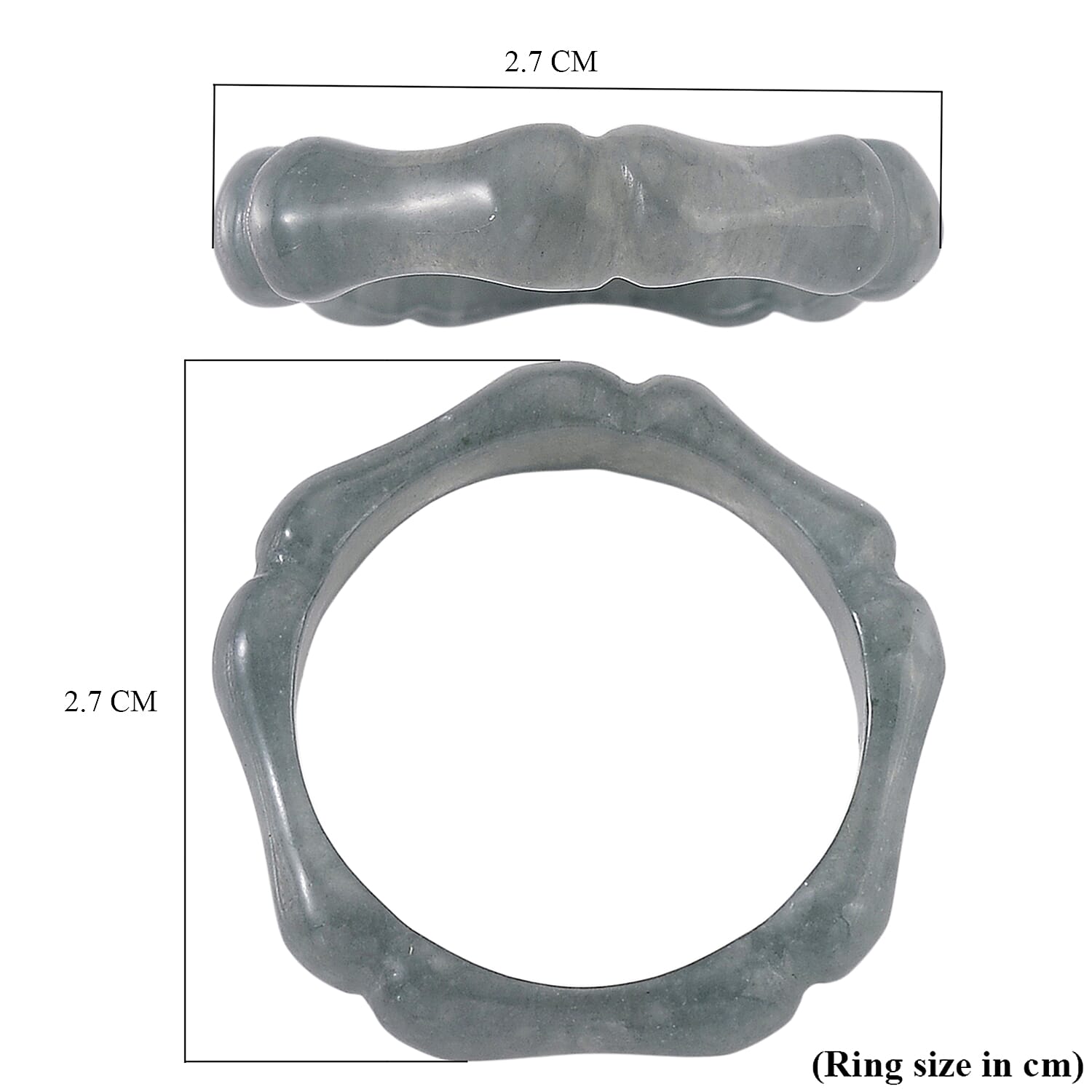 Natural Type A Jadeite Carved Bamboo Band Ring 10.00 Ct.