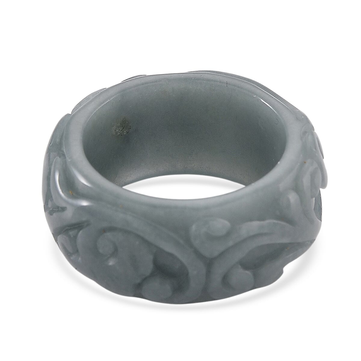 Natural Type A Jadeite Flower Carved Band Ring 50.00 Ct.