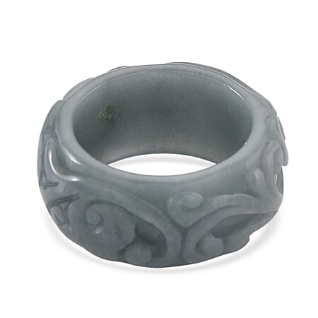 Natural Type A Jadeite Flower Carved Band Ring 50.00 Ct.
