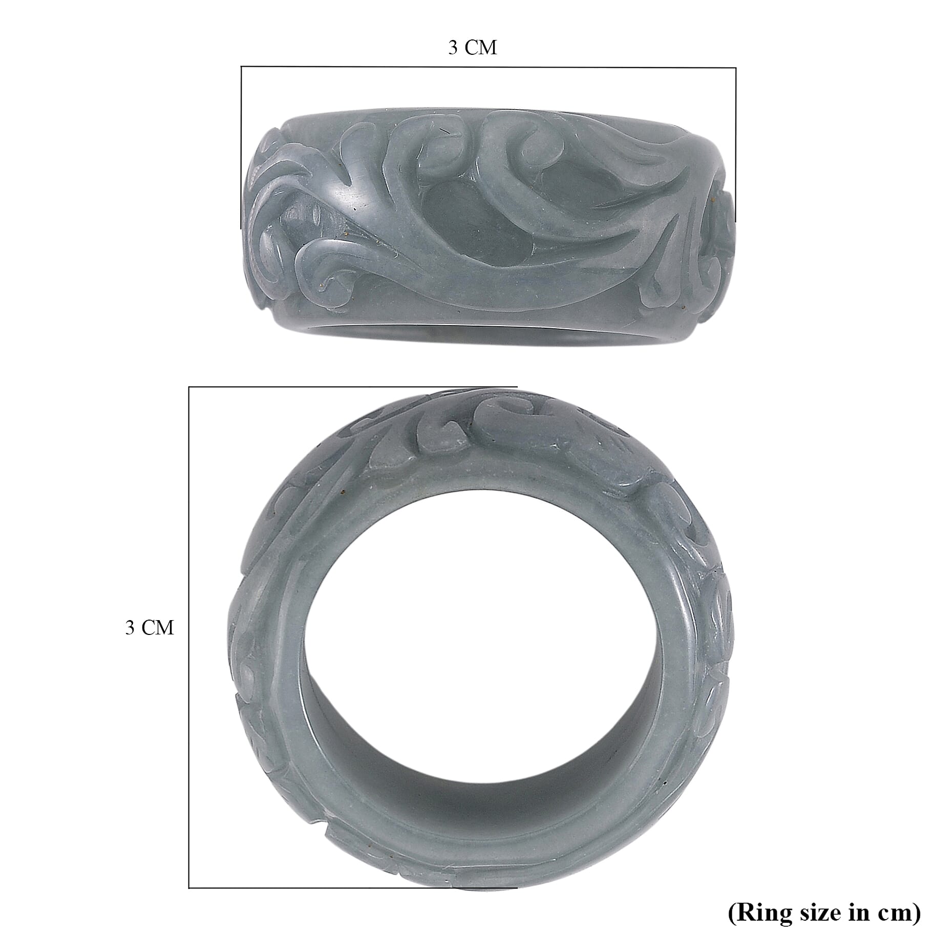 Natural Type A Jadeite Flower Carved Band Ring 50.00 Ct.