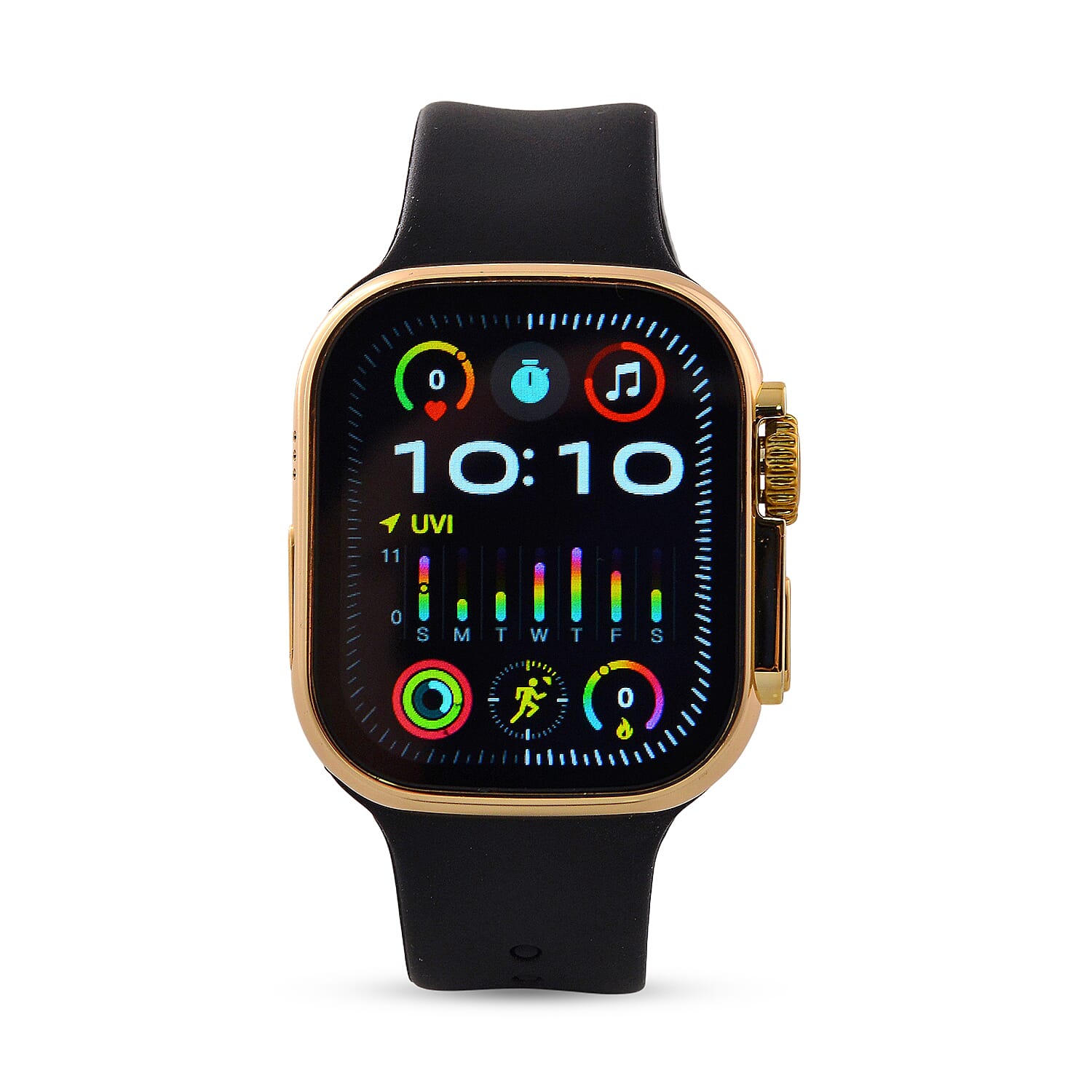Closeout Deal - i20 Ultra 2 Max 10-in-1 Smartwatch Set with Earphones & 7 Strap, Compatible with Apple iOS and Android - Gold