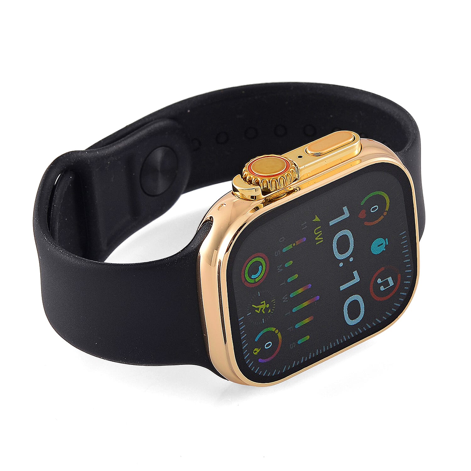 Closeout Deal - i20 Ultra 2 Max 10-in-1 Smartwatch Set with Earphones & 7 Strap, Compatible with Apple iOS and Android - Gold