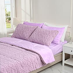 Hush Haven 6-Piece Taffeta Jacquard with Crystal Velvet Reverse Bedding Set