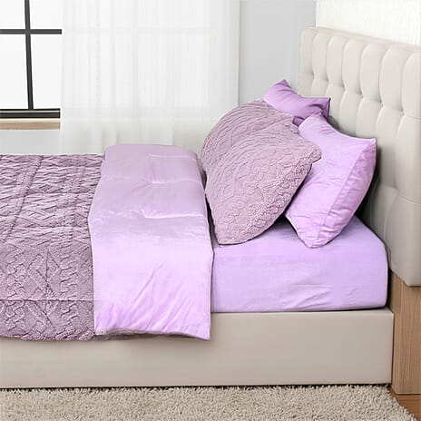 Hush Haven Jacquard Solid Comforter and Duvet (Size 225x1 cm) - Pink & White