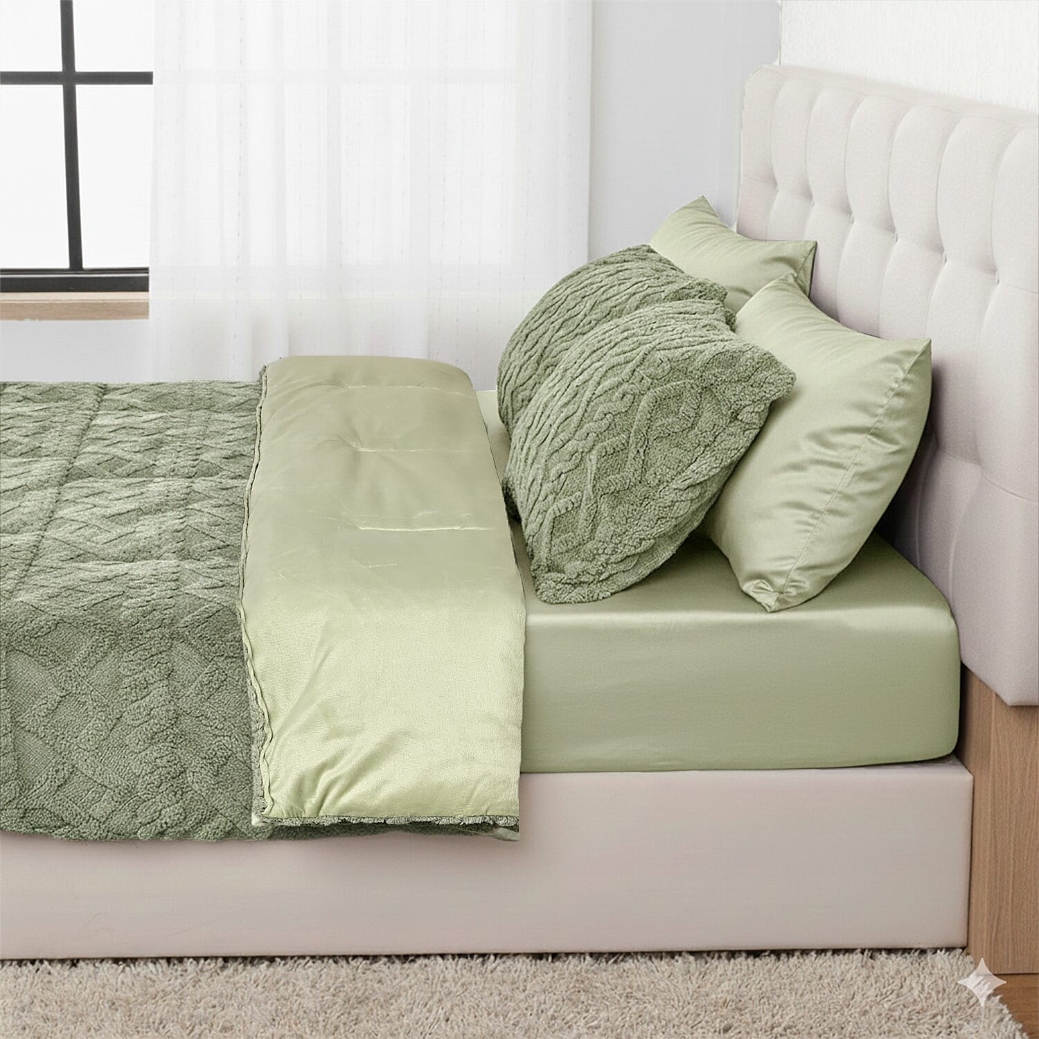 Hush Haven 6-Piece Taffeta Jacquard with Crystal Velvet Reverse Bedding Set
