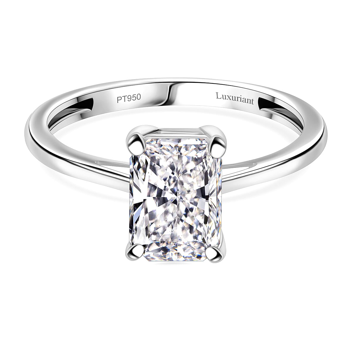 Luxuriant - 950 Platinum IGI Certified Rare Radiant Cut (VS-EF) Lab Grown Diamond Ring 2.01 Ct.