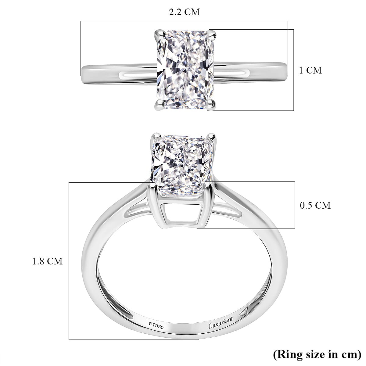 Luxuriant - 950 Platinum IGI Certified Rare Radiant Cut (VS-EF) Lab Grown Diamond Ring 2.01 Ct.