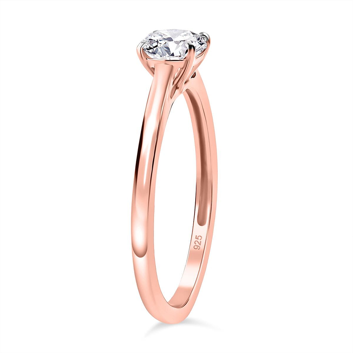 Luxuriant Lab Grown Diamond Solitaire Ring in 18K RG VermeilSterling Silver  0.500  Ct.