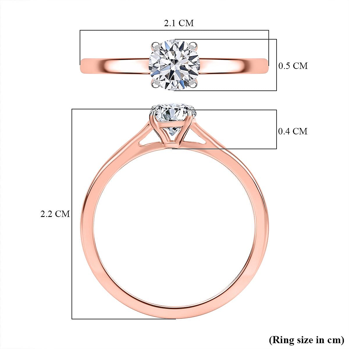 Luxuriant Lab Grown Diamond Solitaire Ring in 18K RG VermeilSterling Silver  0.500  Ct.