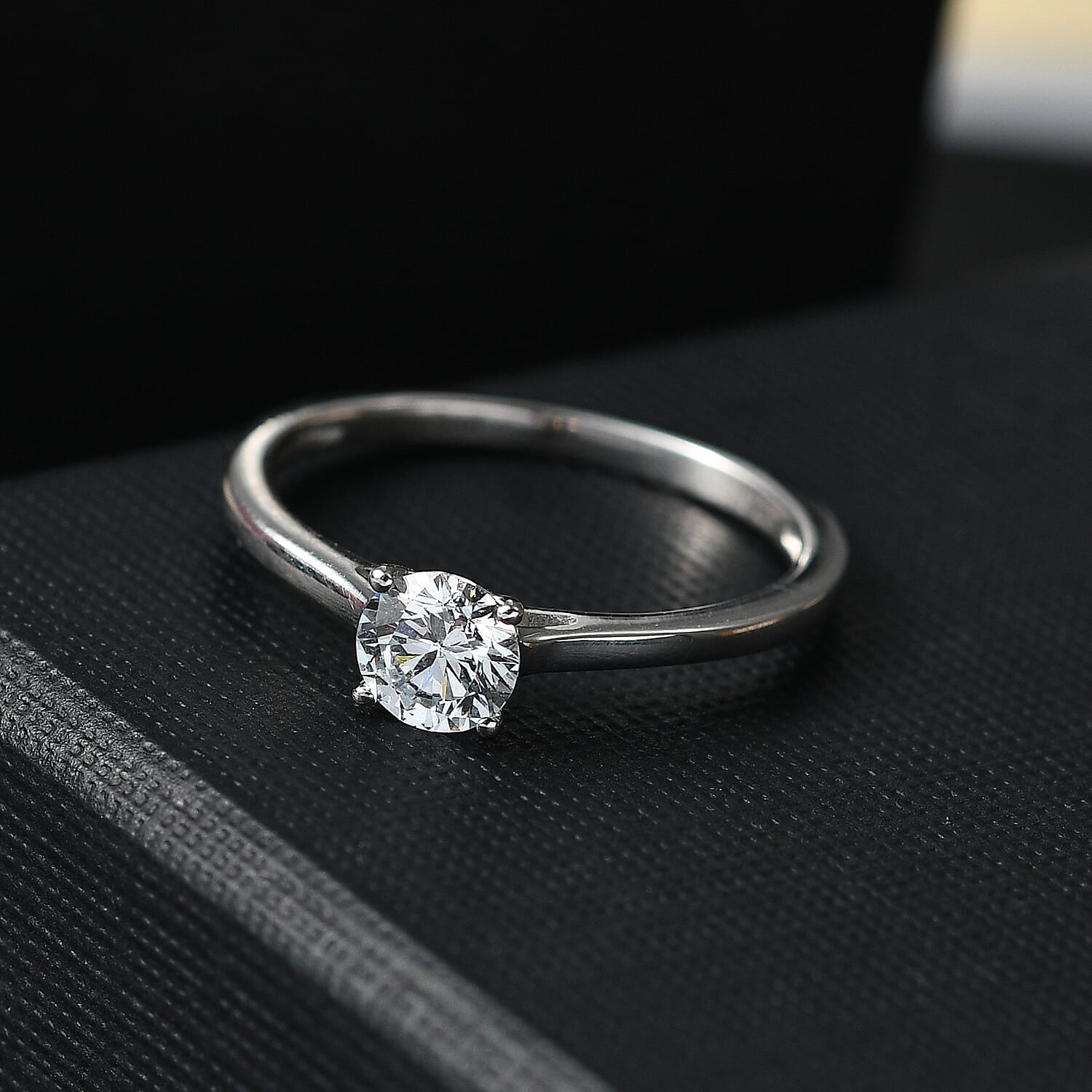 Luxuriant Lab Grown Diamond Solitaire Ring in Rhodium OverlaySterling Silver  0.500  Ct.