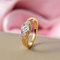 Moissanite Solitaire Ring in Yellow Gold Plated Sterling Silver