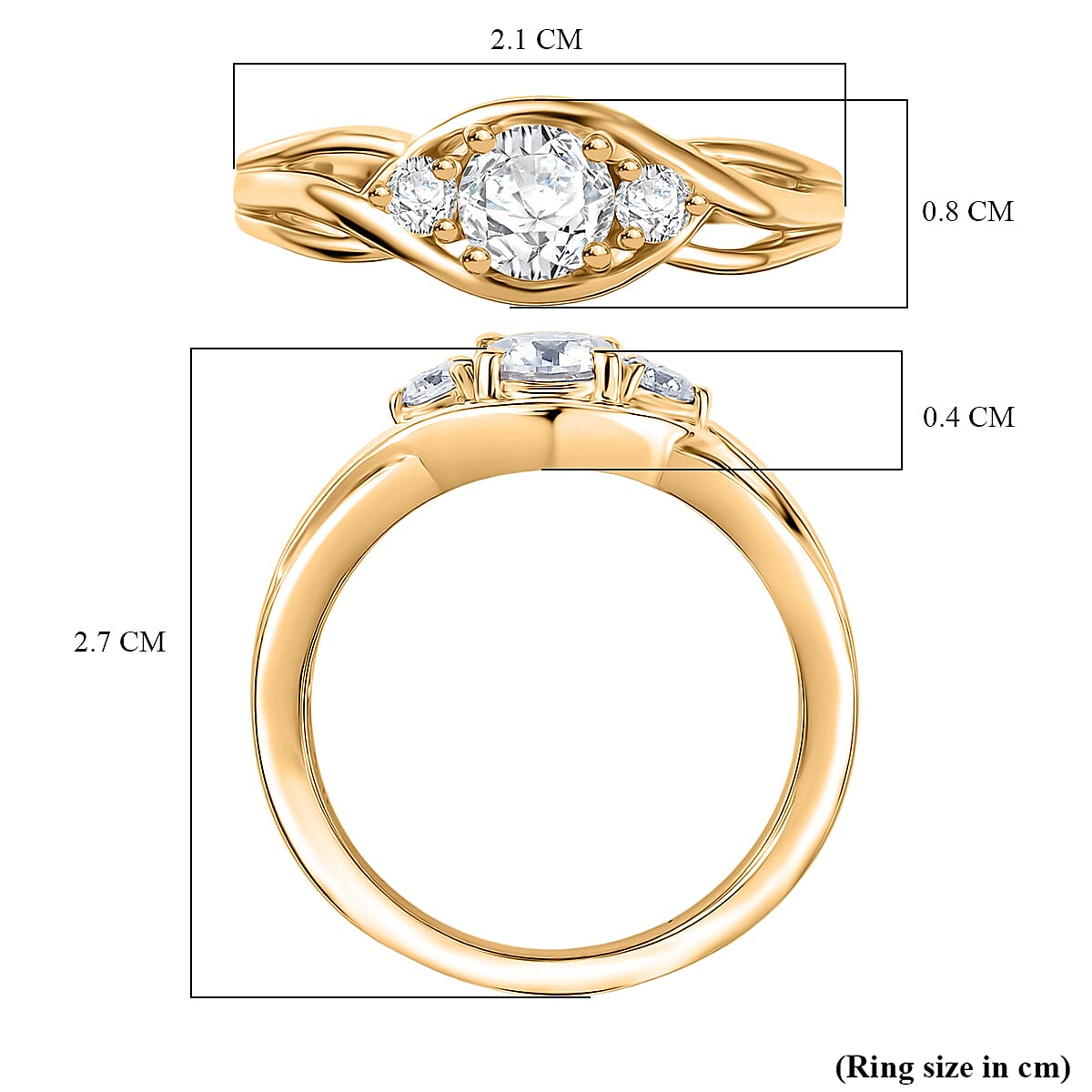 Moissanite Solitaire Ring in Sterling Silver 0.588 Ct.