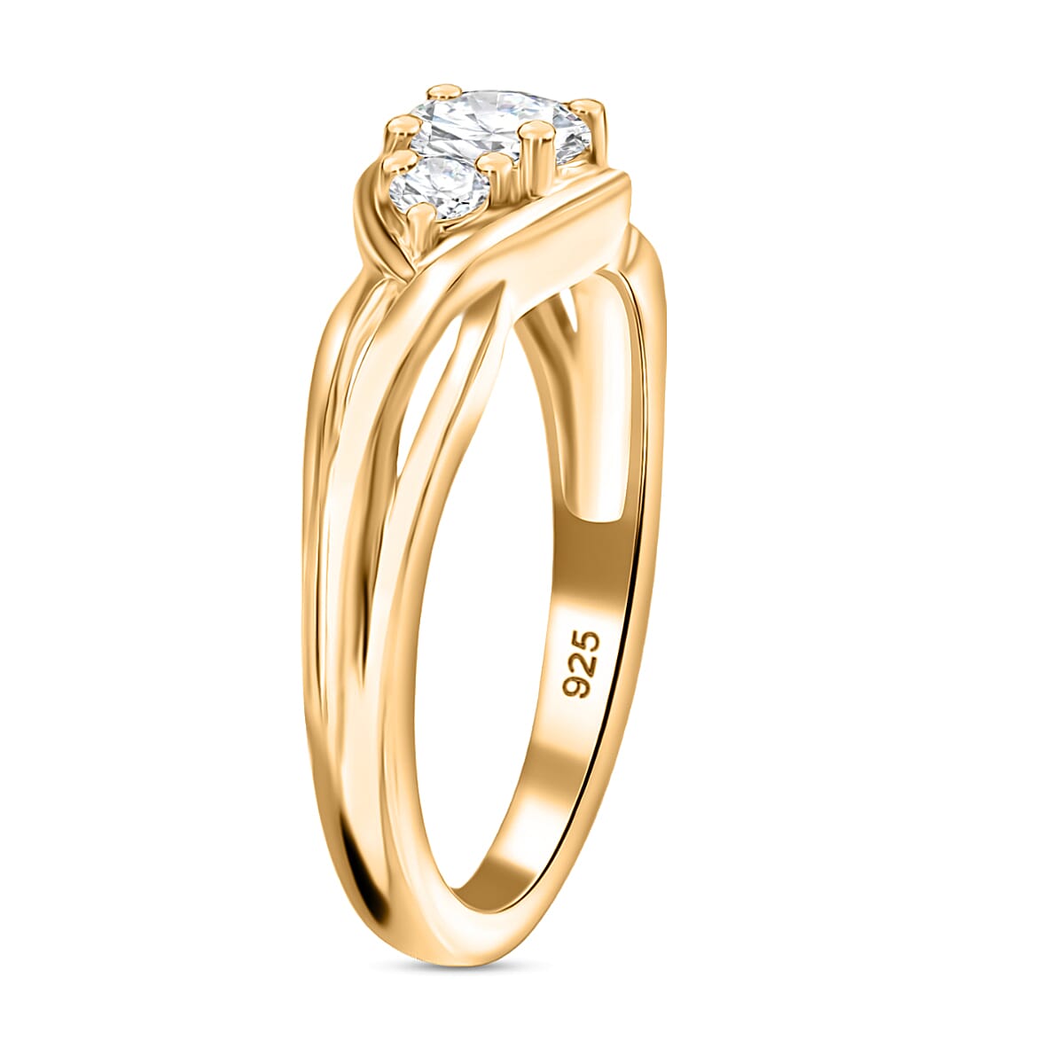 Moissanite Solitaire Ring in Sterling Silver 0.588 Ct.