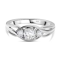 Moissanite Solitaire Ring in Sterling Silver 0.588 Ct.