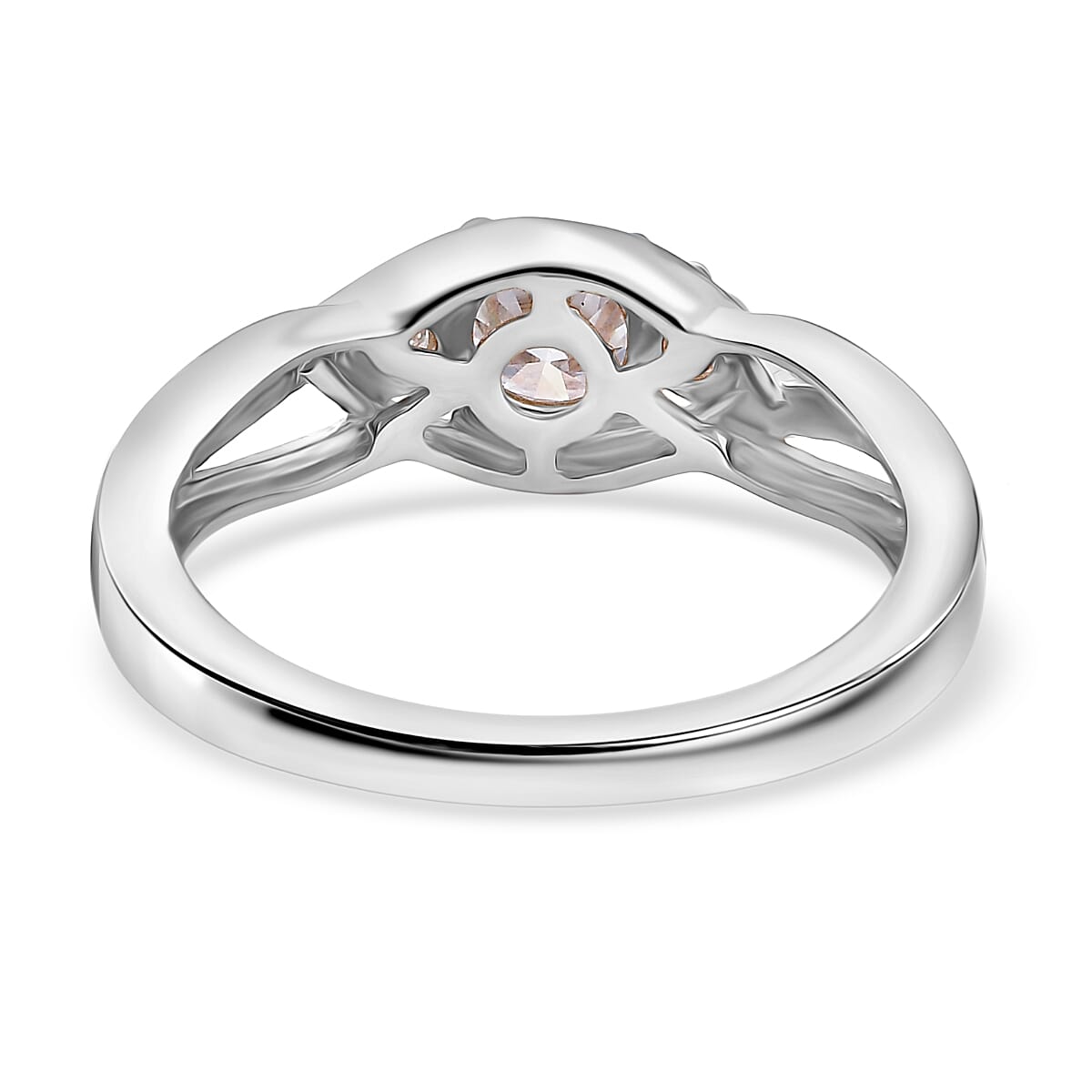 Moissanite Solitaire Ring in Platinum Overlay Sterling Silver