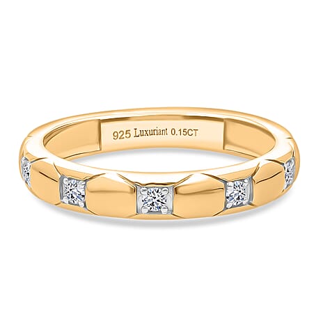 Luxuriant Lab Grown Diamond (SI-GH) Ring in 18K Vermeil Yellow Gold Plated Sterling Silver 0.15 Ct.