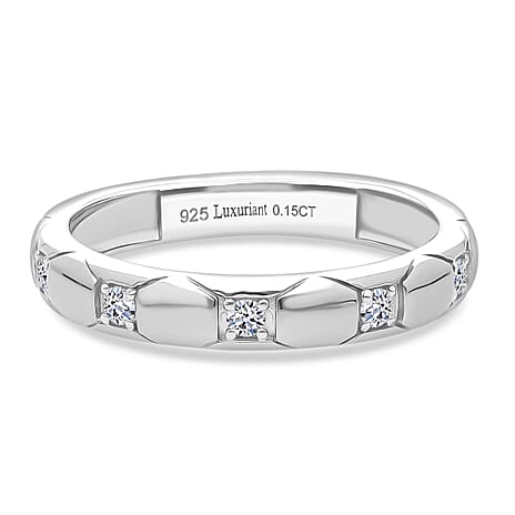 Luxuriant Lab Grown Diamond (SI-GH) Ring in Rhodium Overlay Sterling Silver 0.15 Ct.