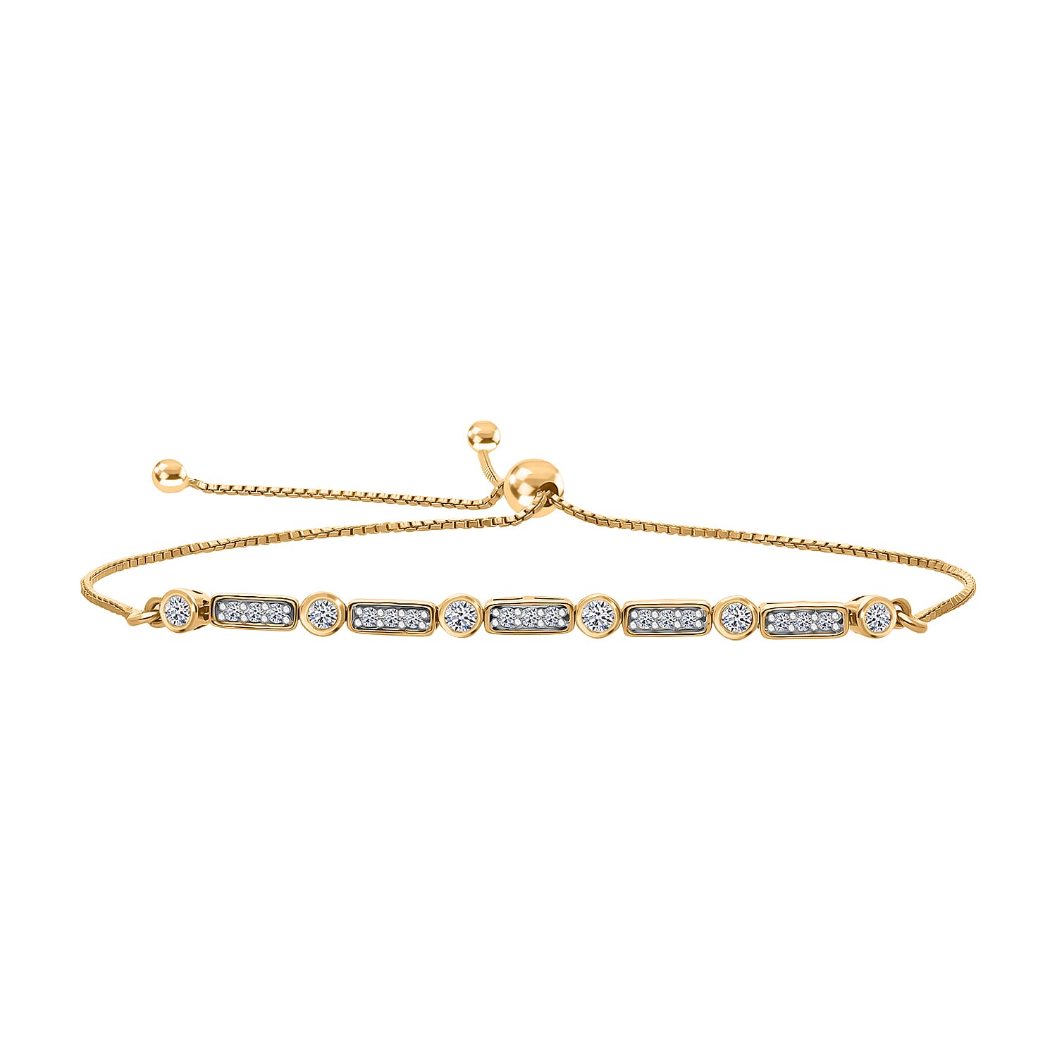 Luxuriant SGL Certified Lab Grown Diamond (VS-EF) Adjustable Bracelet (Size 6.5- 9.5) in 18K Vermeil Yellow Gold Plated Sterling Silver 0.50 Ct.