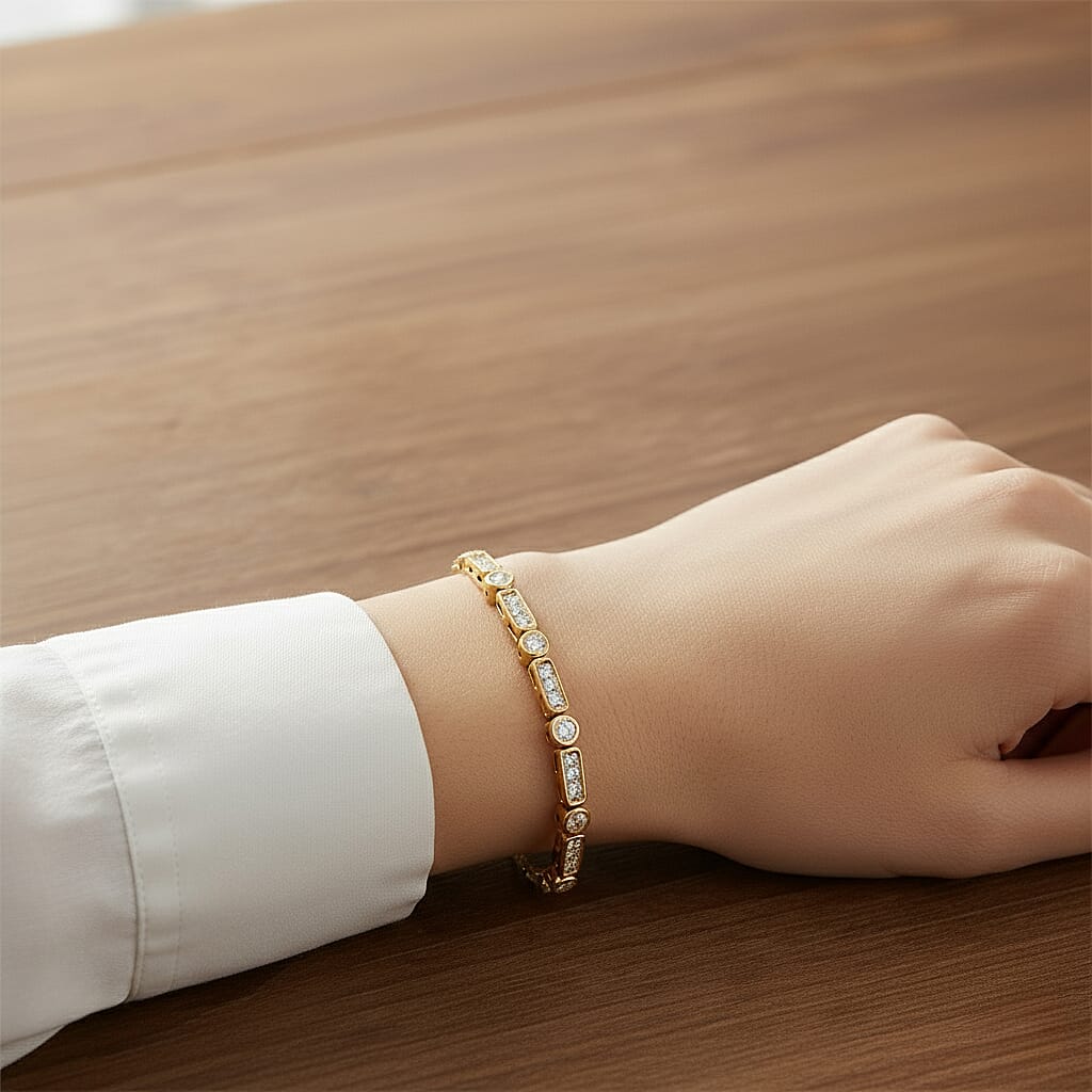 Luxuriant SGL Certified Lab Grown Diamond (VS-EF) Adjustable Bracelet (Size 6.5- 9.5) in 18K Vermeil Yellow Gold Plated Sterling Silver 0.50 Ct.