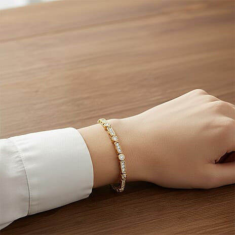 Luxuriant SGL Certified Lab Grown Diamond (VS-EF) Adjustable Bracelet (Size 6.5- 9.5) in 18K Vermeil Yellow Gold Plated Sterling Silver 0.50 Ct.