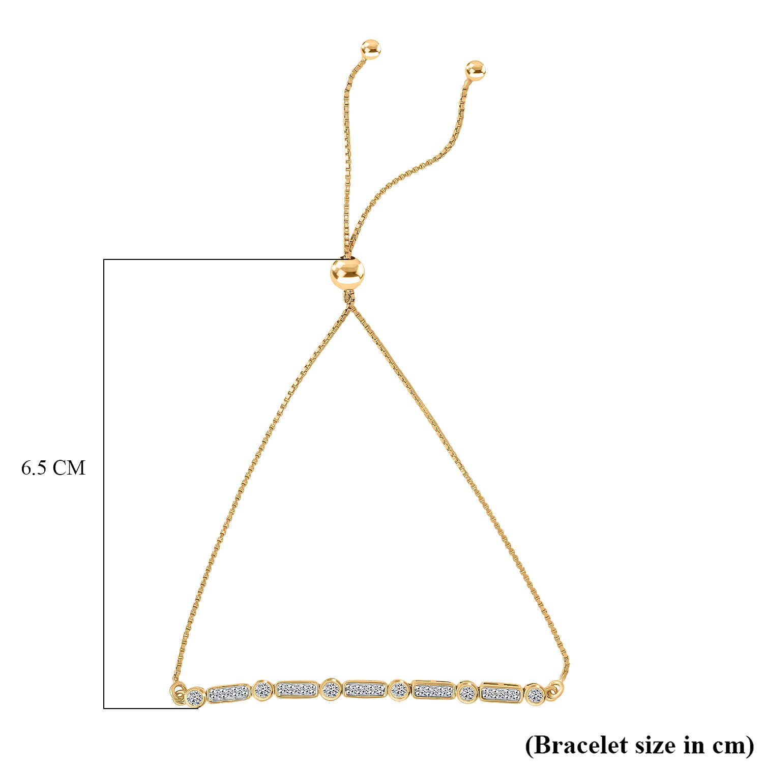 Luxuriant SGL Certified Lab Grown Diamond (VS-EF) Adjustable Bracelet (Size 6.5- 9.5) in 18K Vermeil Yellow Gold Plated Sterling Silver 0.50 Ct.