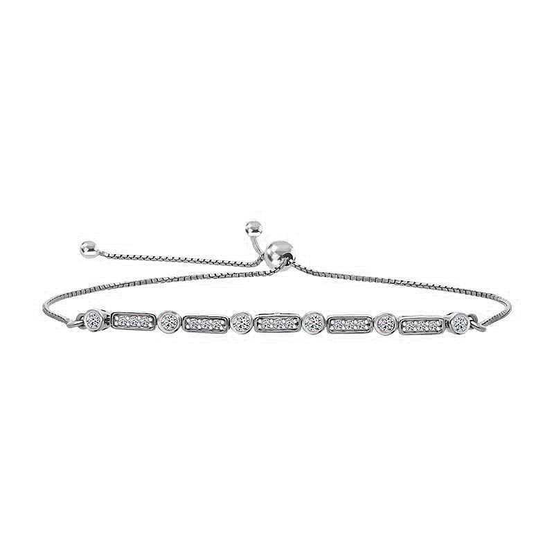 Luxuriant SGL Certified Lab Grown Diamond (VS-EF) Adjustable Bracelet (Size 6.5- 9.5) in Rhodium Overlay Sterling Silver 0.50 Ct.