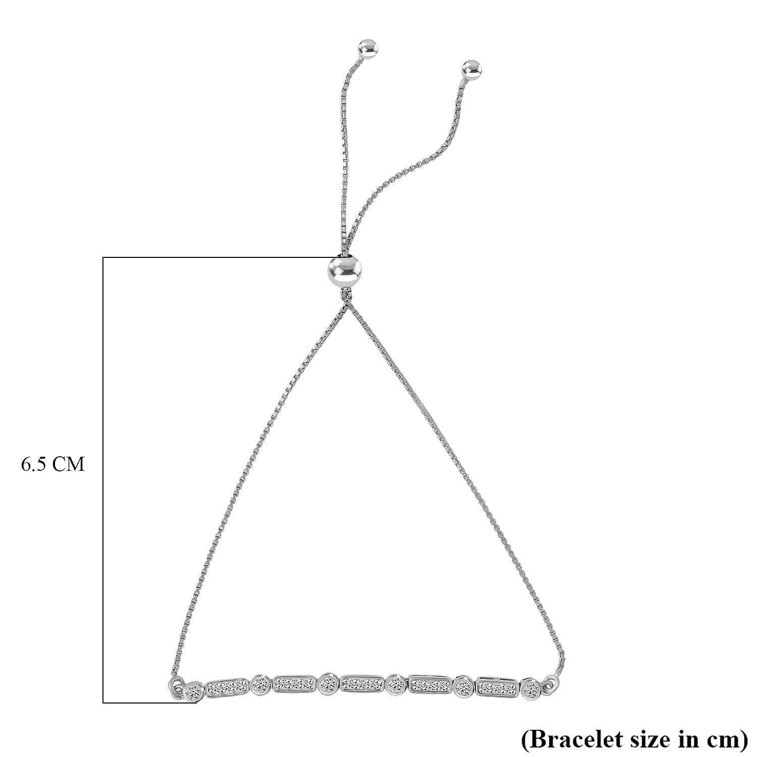 Luxuriant SGL Certified Lab Grown Diamond (VS-EF) Adjustable Bracelet (Size 6.5- 9.5) in Rhodium Overlay Sterling Silver 0.50 Ct.