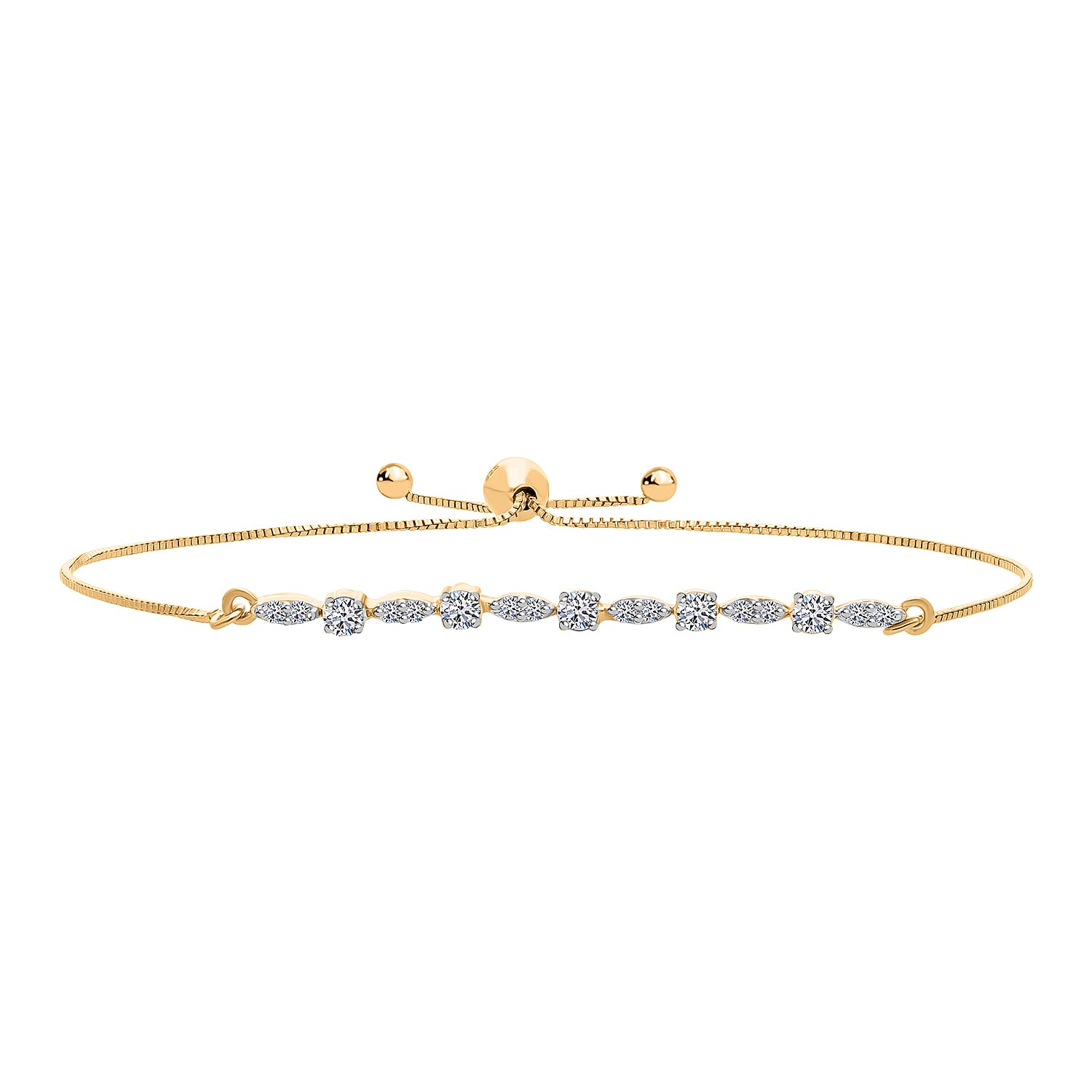 Luxuriant SGL Certified Lab Grown Diamond (VS-EF) Bracelet (Size 6.5 - 8 Adjustable) in 18K Vermeil Yellow Gold Plated Sterling Silver 0.50 Ct.
