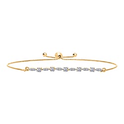 LUXURIANT 0.5 Ct. Lab Grown Diamond Bolo Bracelet in Rhodium Overlay Sterling Silver, SGL Certified