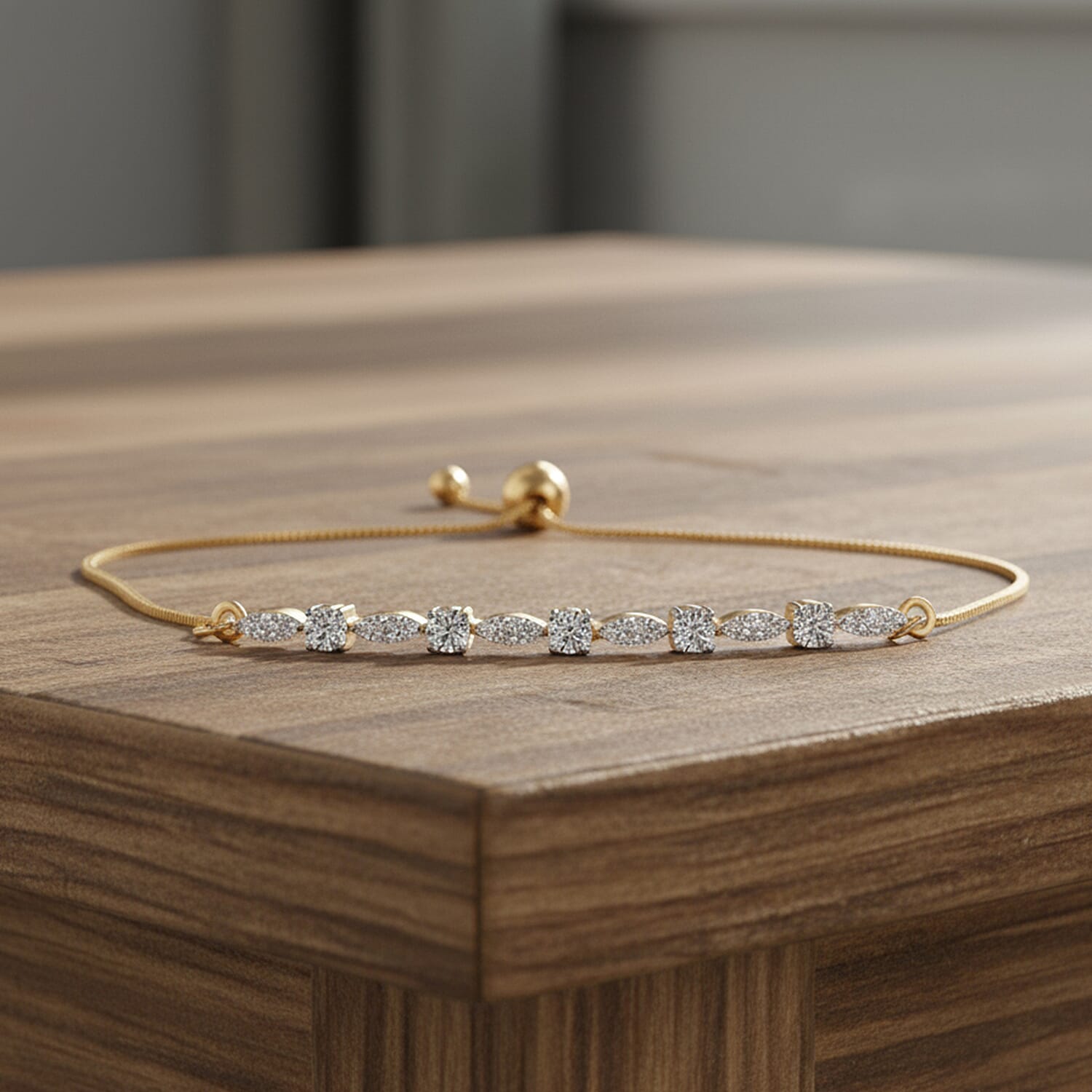 Luxuriant SGL Certified Lab Grown Diamond (VS-EF) Bracelet (Size 6.5 - 8 Adjustable) in 18K Vermeil Yellow Gold Plated Sterling Silver 0.50 Ct.