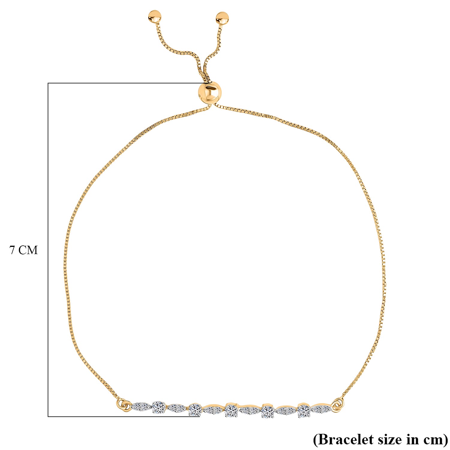 Luxuriant SGL Certified Lab Grown Diamond (VS-EF) Bracelet (Size 6.5 - 8 Adjustable) in 18K Vermeil Yellow Gold Plated Sterling Silver 0.50 Ct.