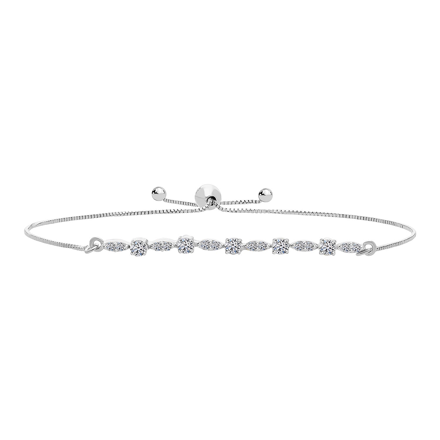 Luxuriant SGL Certified Lab Grown Diamond (VS-EF) Bracelet (Size 6.5 - 8 Adjustable) in Rhodium Overlay Sterling Silver 0.50 Ct.