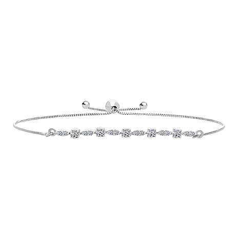 Luxuriant SGL Certified Lab Grown Diamond (VS-EF) Bracelet (Size 6.5 - 8 Adjustable) in Rhodium Overlay Sterling Silver 0.50 Ct.
