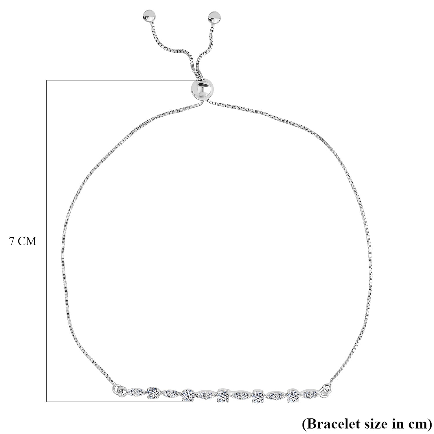 Luxuriant SGL Certified Lab Grown Diamond (VS-EF) Bracelet (Size 6.5 - 8 Adjustable) in Rhodium Overlay Sterling Silver 0.50 Ct.