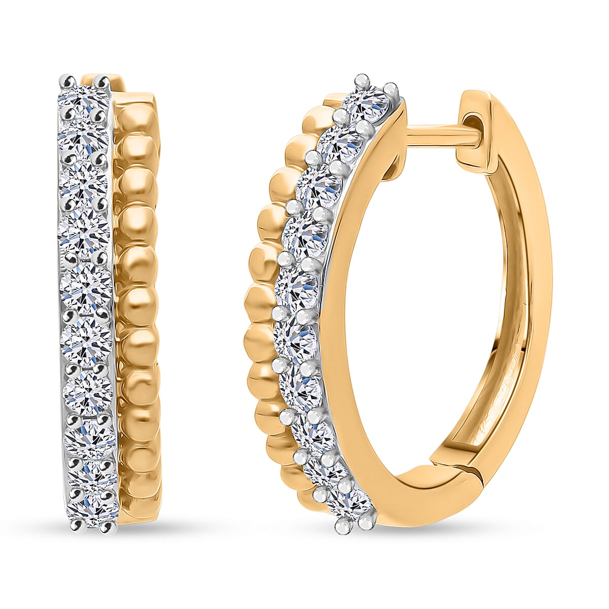 Luxuriant Lab Grown Diamond (SI-GH) Earring with Clasp in 18K Vermeil Yellow Gold Plated Sterling Silver 0.50 Ct.