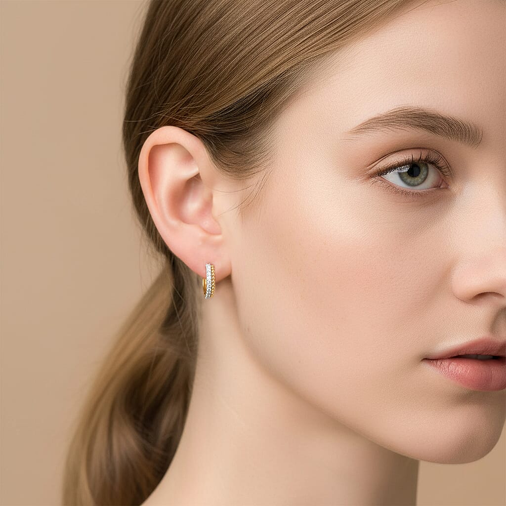 Luxuriant Lab Grown Diamond (SI-GH) Earring with Clasp in 18K Vermeil Yellow Gold Plated Sterling Silver 0.50 Ct.