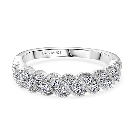 Luxuriant Lab Grown Diamond (SI-GH) Ring in Rhodium Overlay Sterling Silver 0.52 Ct.