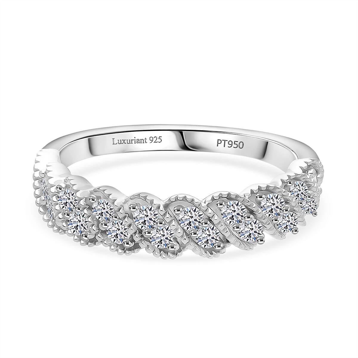 Luxuriant Lab Grown Diamond (SI-GH) Ring in Rhodium Overlay Sterling Silver 0.52 Ct.