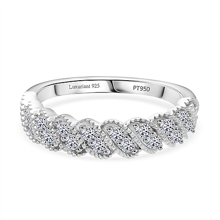 LUXURIANT 0.5 Ct. Lab Grown Diamond Cluster Ring in Rhodium Overlay Sterling Silver