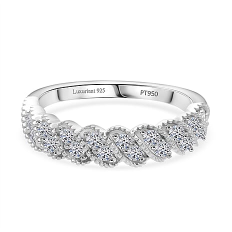 Luxuriant Lab Grown Diamond (SI-GH) Ring in Rhodium Overlay Sterling Silver 0.52 Ct.